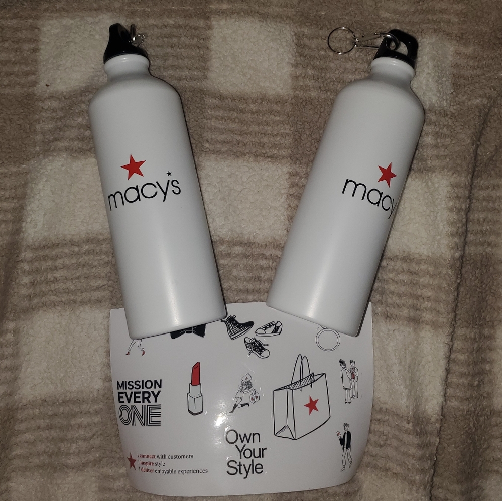 5 for $25 | NWOT Macy's Logo Stainless Steel Water Bottle Set with Sticker Sheet